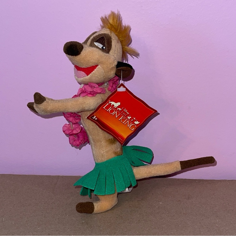 Y2k Disney Timon the lion king hula skirt Hawaiian lei plush stuffed animal toy